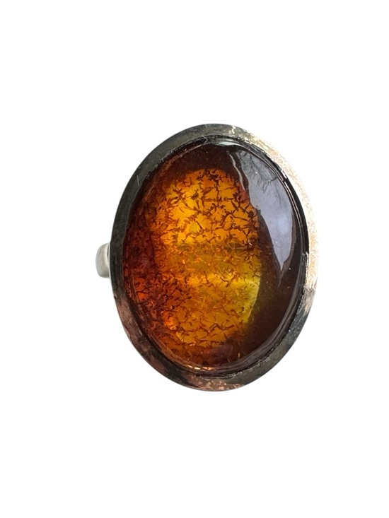 Baltic Amber Solid 925 Sterling Silver Ring 8.5